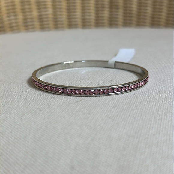NWT Pretty Pink Silver Channel Set Crystal Bangle Bracelet - Picture 7 of 7